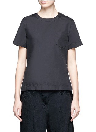 Main View - Click To Enlarge - SACAI - Belted pleat back collarless poplin shirt