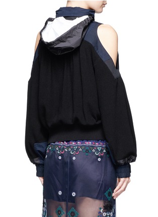 Back View - Click To Enlarge - SACAI - Parka collar rib knit hooded sweater