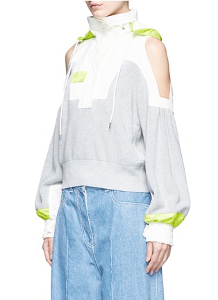 Front View - Click To Enlarge - SACAI - Parka collar rib knit hooded sweater