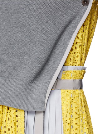 Detail View - Click To Enlarge - SACAI - Sweater overlay eyelet lace pleated dress