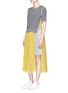 Figure View - Click To Enlarge - SACAI - Sweater overlay eyelet lace pleated dress