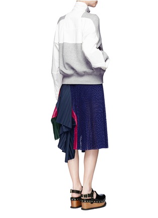Figure View - Click To Enlarge - SACAI - Poplin panel double faced jersey zip jacket