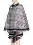 Detail View - Click To Enlarge - SACAI - Retractable hood Summer tweed zip cape