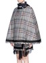 Front View - Click To Enlarge - SACAI - Retractable hood Summer tweed zip cape