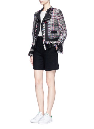 Figure View - Click To Enlarge - SACAI - Guipure lace frayed Summer tweed jacket