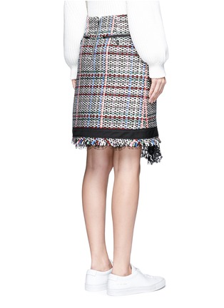 Back View - Click To Enlarge - SACAI - Asymmetric lace Summer tweed mock wrap skirt