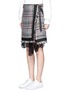 Front View - Click To Enlarge - SACAI - Asymmetric lace Summer tweed mock wrap skirt