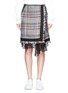 Main View - Click To Enlarge - SACAI - Asymmetric lace Summer tweed mock wrap skirt