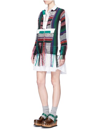 Figure View - Click To Enlarge - SACAI - Mexican stripe frayed shirt dress