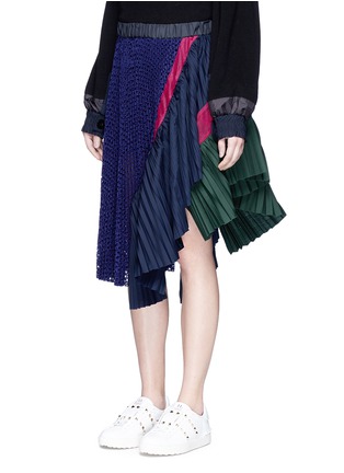 Front View - Click To Enlarge - SACAI - Eyelet lace pleated skirt