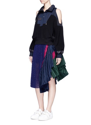 Figure View - Click To Enlarge - SACAI - Eyelet lace pleated skirt