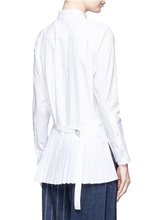 Back View - Click To Enlarge - SACAI - Belted pleat back poplin shirt