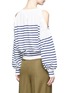 Back View - Click To Enlarge - SACAI - Stripe cotton-cashmere cold shoulder sweater