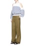 Figure View - Click To Enlarge - SACAI - Stripe cotton-cashmere cold shoulder sweater
