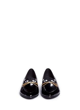 Front View - Click To Enlarge - KATE SPADE - Cecilia' calfhair cat face patent leather loafers