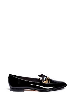 Main View - Click To Enlarge - KATE SPADE - Cecilia' calfhair cat face patent leather loafers