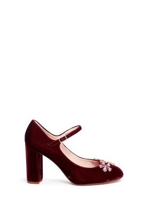 Main View - Click To Enlarge - KATE SPADE - 'Ballina' floral glass crystal velvet Mary Jane pumps