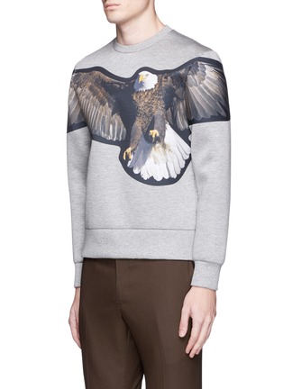Front View - Click To Enlarge - NEIL BARRETT - Eagle print patch neoprene sweatshirt