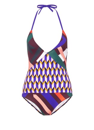 Main View - Click To Enlarge - EMILIO PUCCI - Geometric print halter one-piece swimsuit
