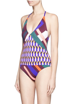 Figure View - Click To Enlarge - EMILIO PUCCI - Geometric print halter one-piece swimsuit