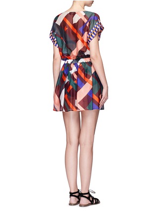 Back View - Click To Enlarge - EMILIO PUCCI - 'Parioli' geometric print drawstring waist silk dress
