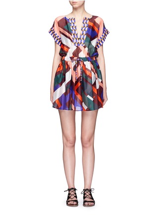 Main View - Click To Enlarge - EMILIO PUCCI - 'Parioli' geometric print drawstring waist silk dress