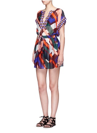 Figure View - Click To Enlarge - EMILIO PUCCI - 'Parioli' geometric print drawstring waist silk dress
