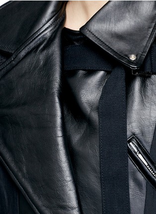 Detail View - Click To Enlarge - SACAI - Leather panel calligraphy quilted jacket