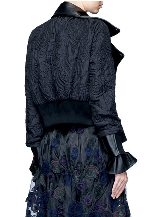Back View - Click To Enlarge - SACAI - Leather panel calligraphy quilted jacket