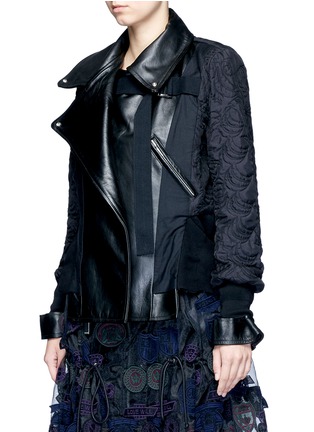 Front View - Click To Enlarge - SACAI - Leather panel calligraphy quilted jacket