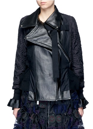Main View - Click To Enlarge - SACAI - Leather panel calligraphy quilted jacket