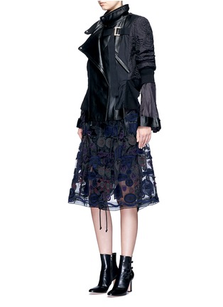 Figure View - Click To Enlarge - SACAI - Leather panel calligraphy quilted jacket