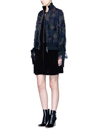 Figure View - Click To Enlarge - SACAI - Embroidered patch appliqué organza jacket
