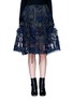 Main View - Click To Enlarge - SACAI - Embroidered patch appliqué drawstring organza skirt