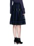 Back View - Click To Enlarge - SACAI - Embroidered regimental calligraphy stripe pleated skirt