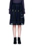 Main View - Click To Enlarge - SACAI - Embroidered regimental calligraphy stripe pleated skirt