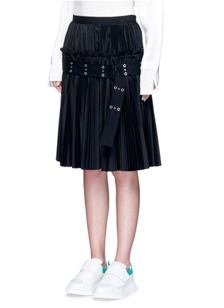 Front View - Click To Enlarge - SACAI - Belted plissé pleat skirt
