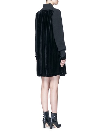 Back View - Click To Enlarge - SACAI - Buckle strap wool knit overlay velvet dress