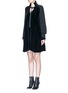 Front View - Click To Enlarge - SACAI - Buckle strap wool knit overlay velvet dress