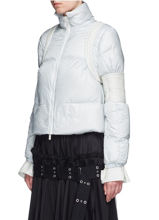 Front View - Click To Enlarge - SACAI - Leather elbow panel padded down jacket