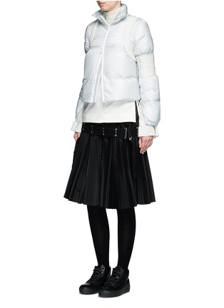 Figure View - Click To Enlarge - SACAI - Leather elbow panel padded down jacket