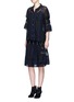 Figure View - Click To Enlarge - SACAI - Calligraphy embroidered stripe belted sleeve shirt