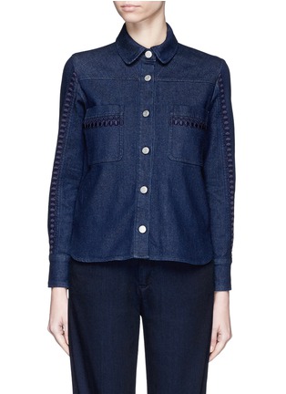 Main View - Click To Enlarge - SEE BY CHLOÉ - Crochet lace trim denim shirt