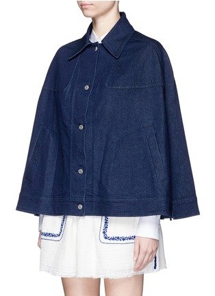 Front View - Click To Enlarge - SEE BY CHLOÉ - Tartan pocket denim cape jacket