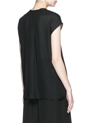 Back View - Click To Enlarge - VINCE - V-neck silk georgette pintuck blouse