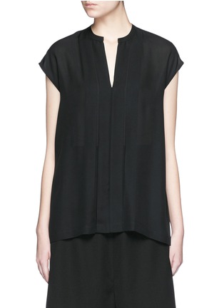 Main View - Click To Enlarge - VINCE - V-neck silk georgette pintuck blouse