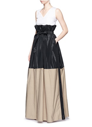 Figure View - Click To Enlarge - TOME - Taffeta paperbag waist cotton combo maxi skirt