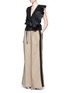 Figure View - Click To Enlarge - TOME - Taffeta paperbag waist cotton wide leg pants