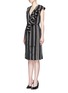 Front View - Click To Enlarge - TOME - Asymmetric ruffle stripe belted cotton-silk dress