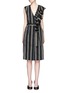 Main View - Click To Enlarge - TOME - Asymmetric ruffle stripe belted cotton-silk dress